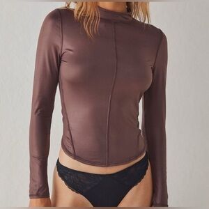Intimately by Free People Straight up Long Sleeve Top in Brown - Size S